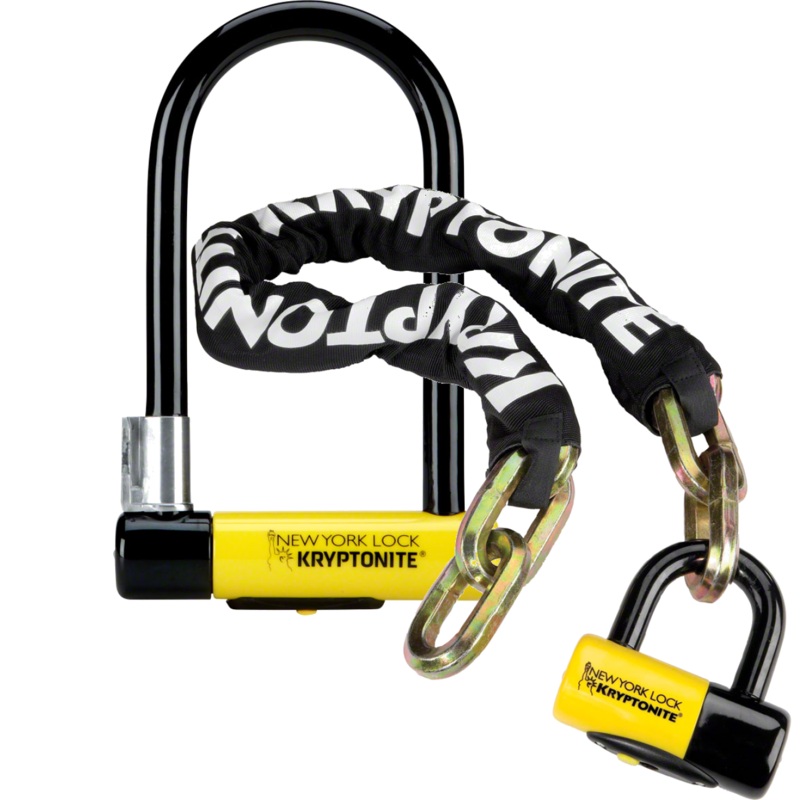Kryptonite High-Security U-Lock & Chain Bundle – 18mm Hardened Steel, Double Deadbolt, Pick/Drill Resistant for Bicycle & Motorcycle Security