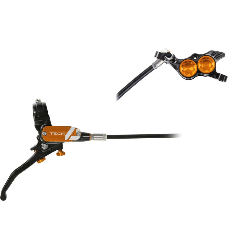 Hope Tech 4 E4 Disc Brake and Lever Set – Rear, Hydraulic, Post Mount, Orange