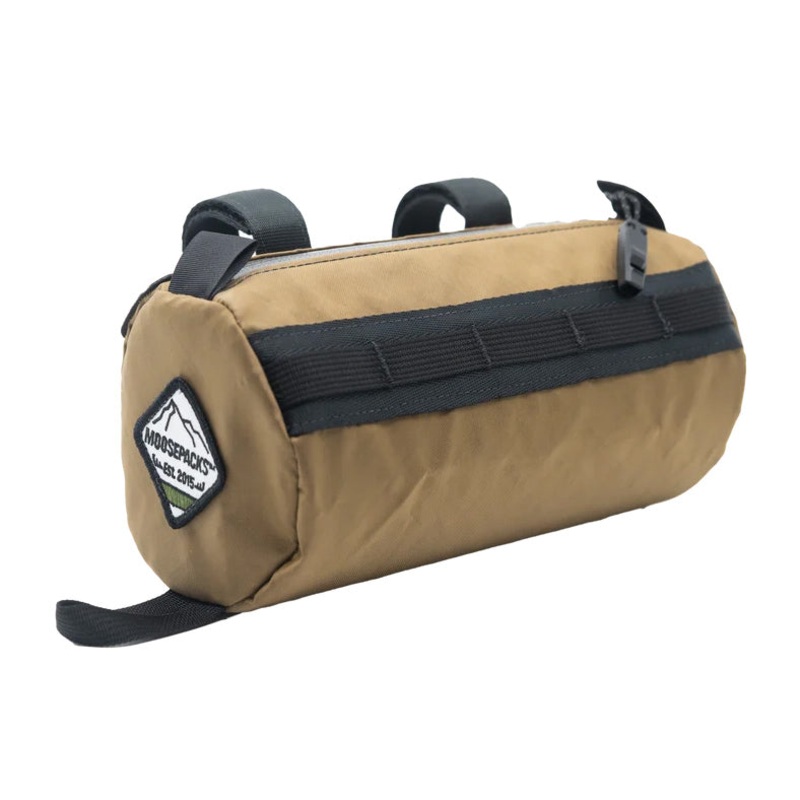Premium EcoPaks Handlebar Bags  Durable Recycled Polyester, Water-Resistant Zippers, Reflective Safety Features, Handmade in USA, 2.5L Capacity Brown