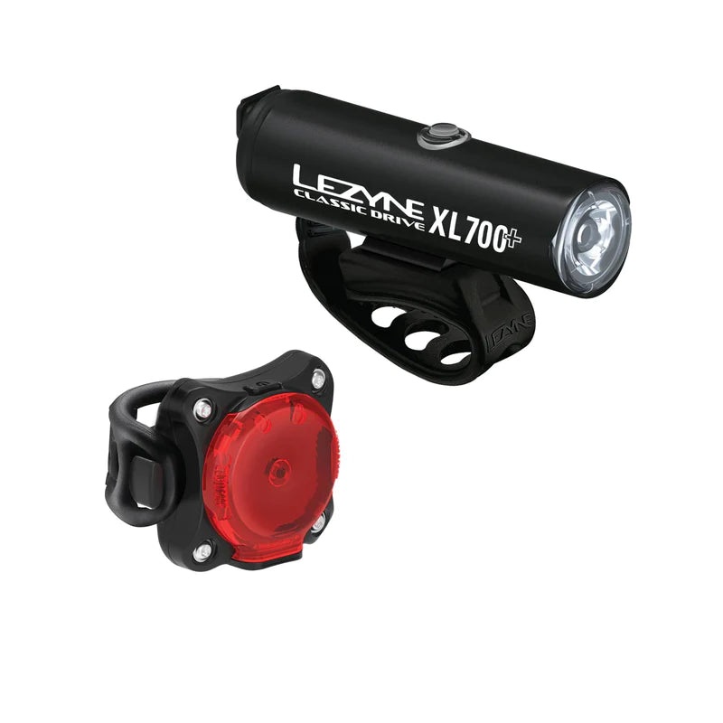 Lezyne Classic Drive XL 700+ / Zecto Drive 200+ Light Set Satin Black – Black Set