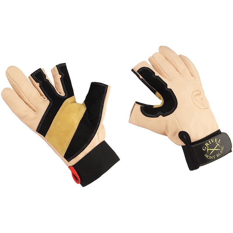 Premium Grivel Leather Climbing Gloves with Triple-Layer Palm & Half-Finger Design, Carabiner Loops, & Velcro Wrist for Optimal Wall Control XL