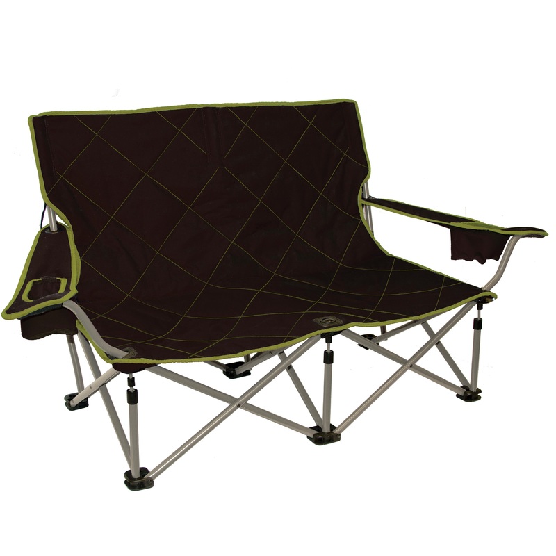 Travel Chair Shorty Camp Couch – Brown/Lime: Compact and Comfortable Seating Solution for Outdoor Adventures