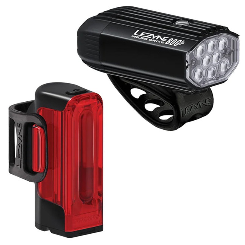 Lezyne Micro Drive 800+ / Strip Drive 300+ Light Set Satin Black Pair