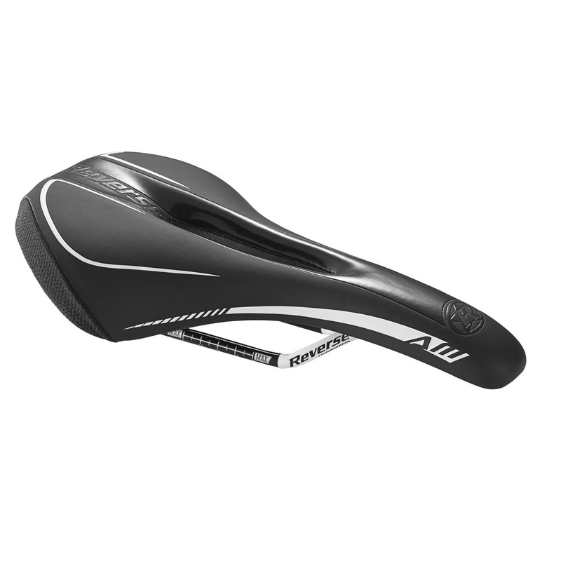 Reverse AM Ergo Saddle Collection  Ergonomic, Vinyl/Kevlar, CrMo Rails, Long-ride Comfort for XC, Enduro & Mountain Biking Black/White