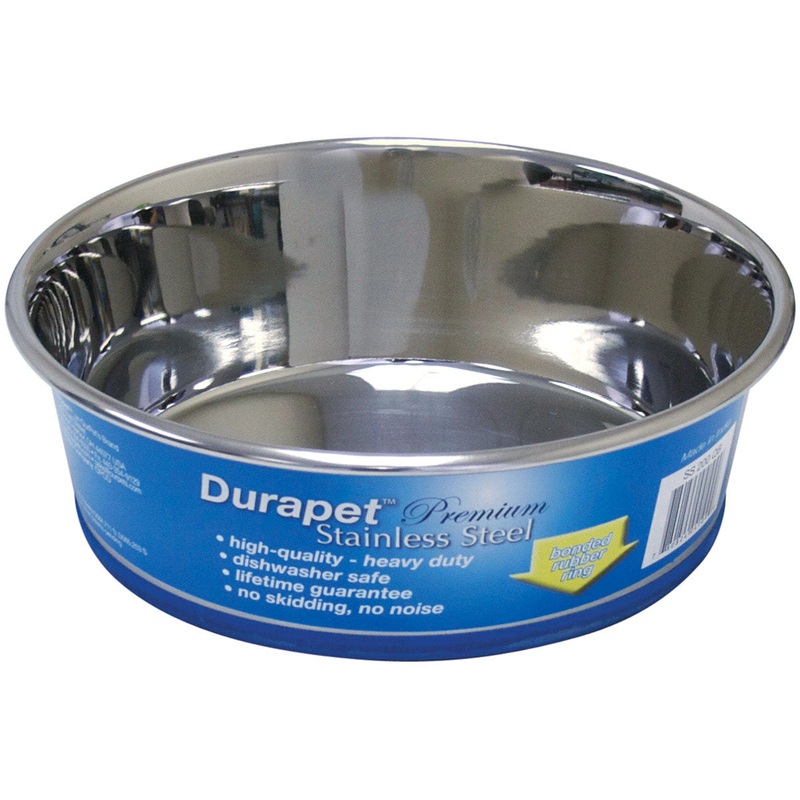 Durapet Stainless Steel Dog Bowls  Hygienic, No-Skid, Durable Food & Water Dishes for Pets in Various Sizes 2QT