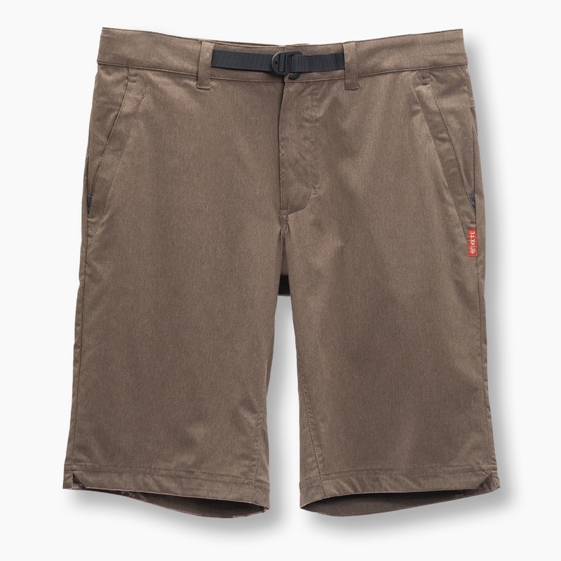 KETL Mtn Virtue Hybrid Shorts V3 12″ Inseam: Swim, Hike, Travel, Lounge, Bike – Men’s Hiking Chino Style Lightweight Brown Small