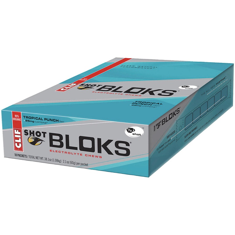 Organic Clif Shot Bloks Energy Chews Collection  Varieties with Caffeine, Sodium, and Unique Flavors for Endurance Training & Racing Nutrition PUNCH TROPICAL