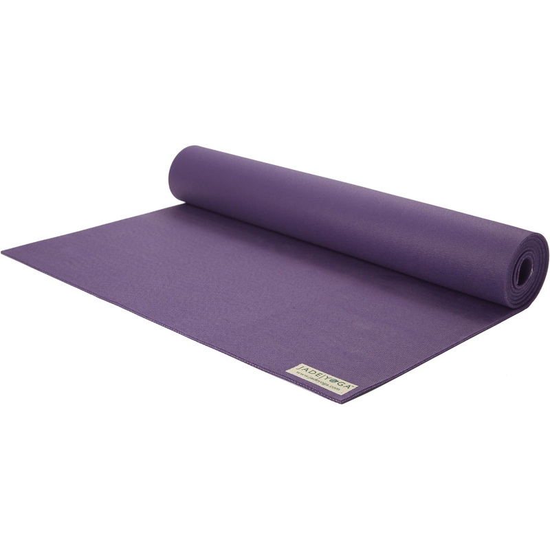 Jade Yoga Travel Mat  Portable, Non-Slip 1/8″ Thick for Stretching & Massage, Compact Foldable Design in Purple & Midnight for Yogis On-the-Go PURPLE