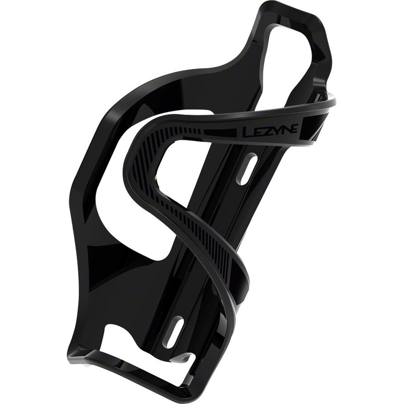 Lezyne Flow SL Water Bottle Cage – Left Side Entry, Enhanced Graphics, Black