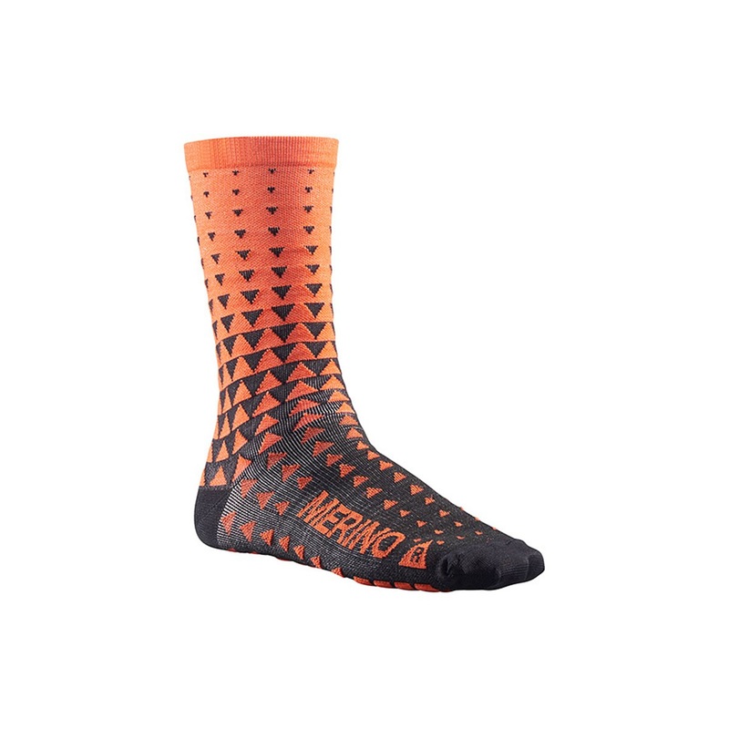 Mavic Ksyrium Merino Graphic Sock – Orange-Black Orange – Black Small