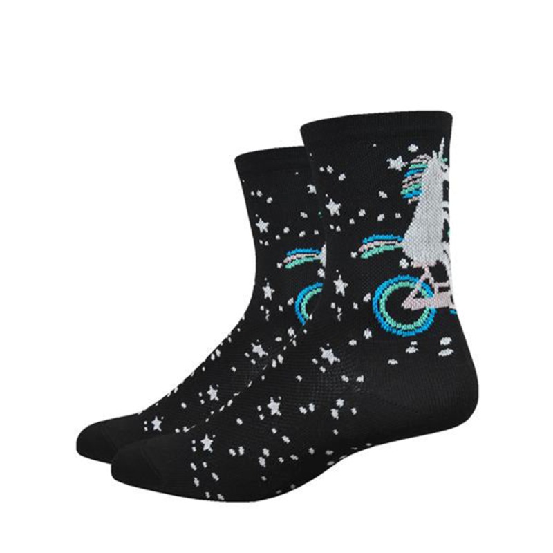 DeFeet Aireator Unicorn Women’s Cycling Socks with CoolMax EcoMade, Mesh Breathability, Compression Fit & Recycled Materials  Made in USA 7.5-9