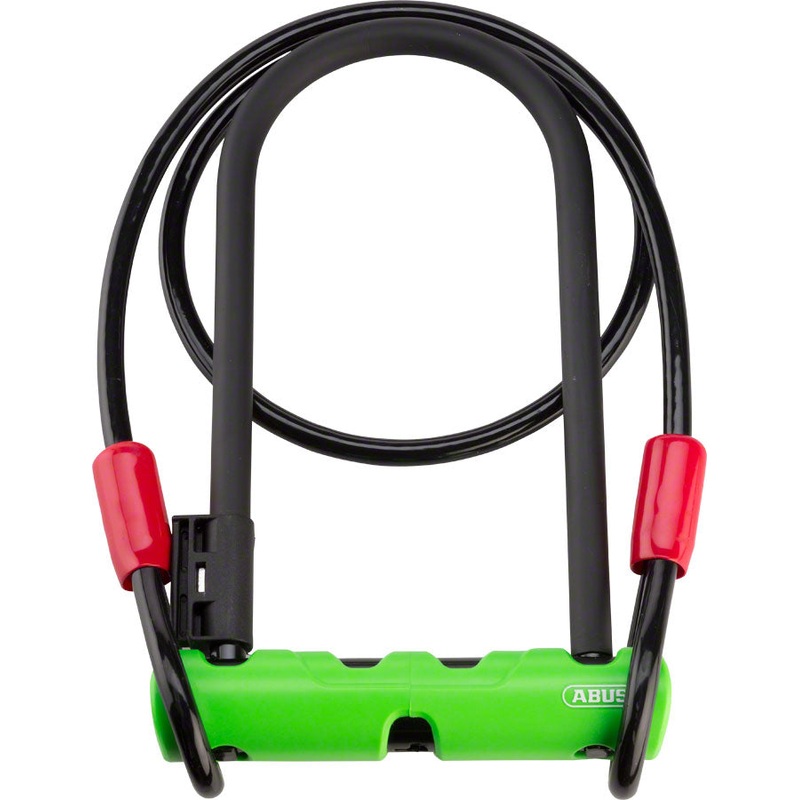 Abus Ultra 410 U-Lock – 3.9 x 9″, Keyed, Black/Green, Includes Cobra cable