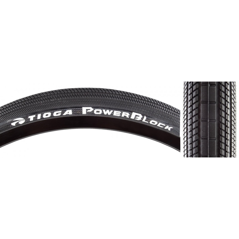 Tioga PowerBlock 26 x 2.1 Clincher Wire TPI 65 Black/Black Reflective BMX Bike R9ZA1046