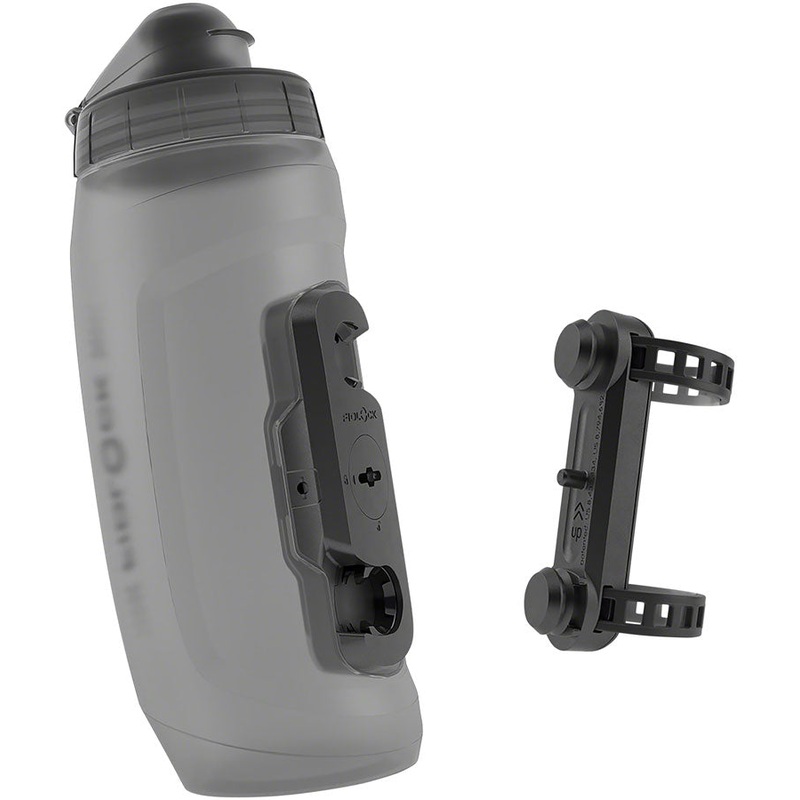 Fidlock TWIST Water Bottle Cage Set – Universal Base Mount, Strap-On, 590ml, Smoke