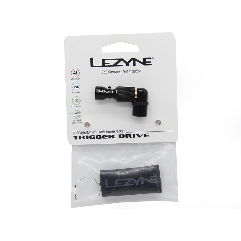 Lezyne Trigger Drive CO2 Inflator V2 – Black Black With CO2 neoprene sleeve