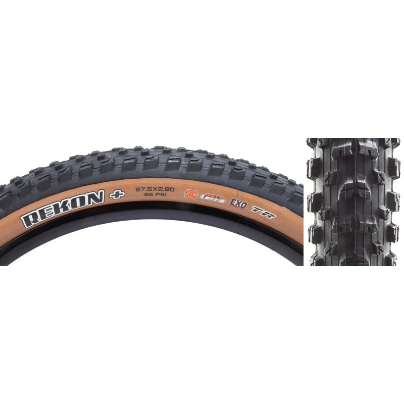Maxxis Rekon Plus Tire – 27.5 x 2.80 Tubeless Folding BLK/Dark Tan 3C MaxxTerra EXO