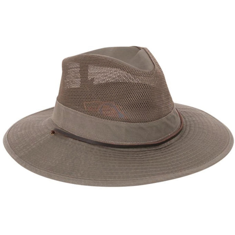 Dorfman Pacific Big Brim Safari Hat in Olive  Sun-Protective, Breathable Mesh Sides, Leather Chin Cord, Stylish & Lightweight Headwear for Outdoor Adventures MD