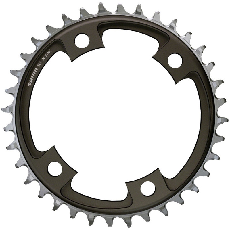 SRAM 38 Tooth 107mm BCD x 4-Bolt 1×12-Speed X-Sync Chainring, Blast Black