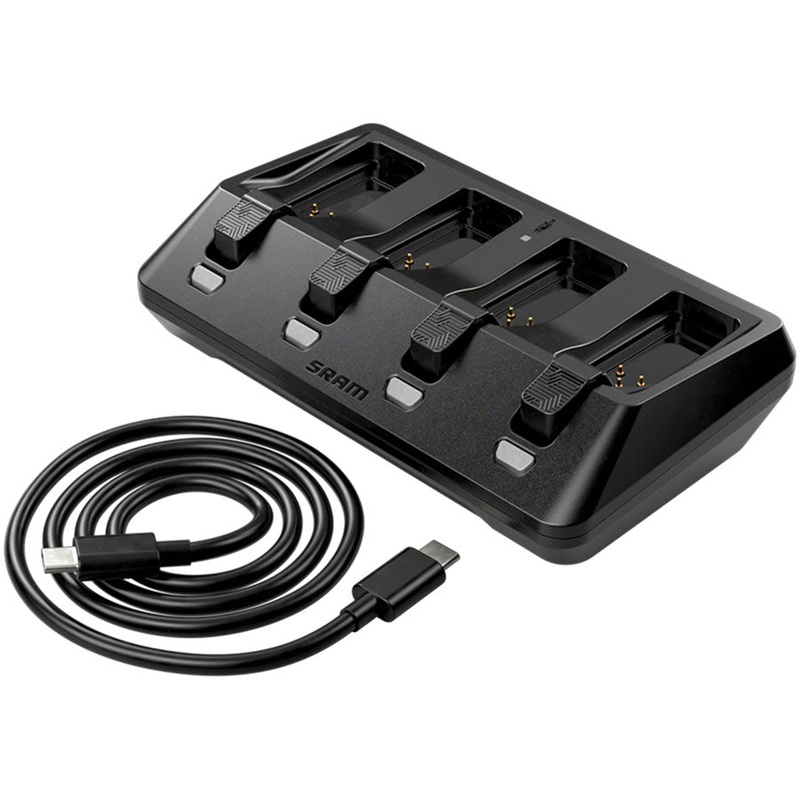 SRAM AXS 4-Port Battery Charger – Compatible with AXS Batteries used on SRAM, eTap, and RockShox AXS Components (Battery