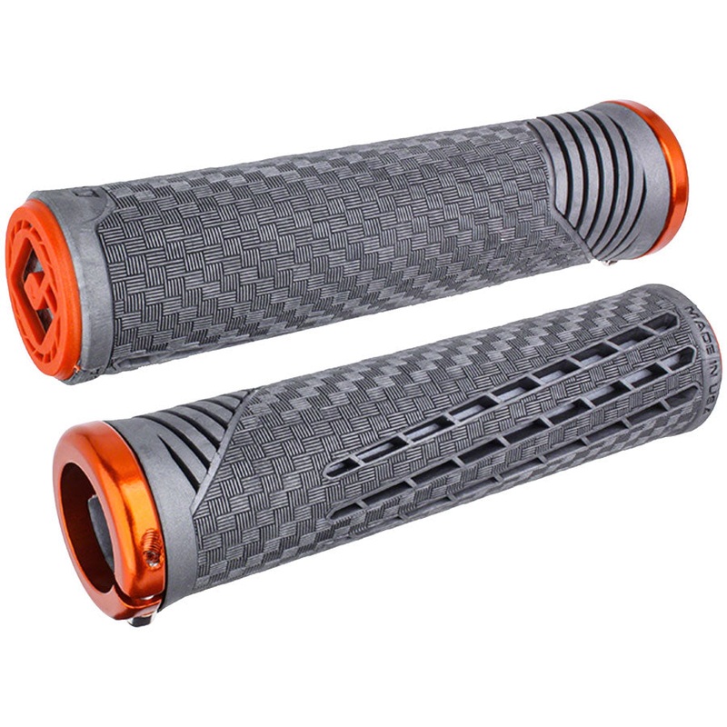 ODI CF V2.1 Grips – Gray/Orange Lock-On