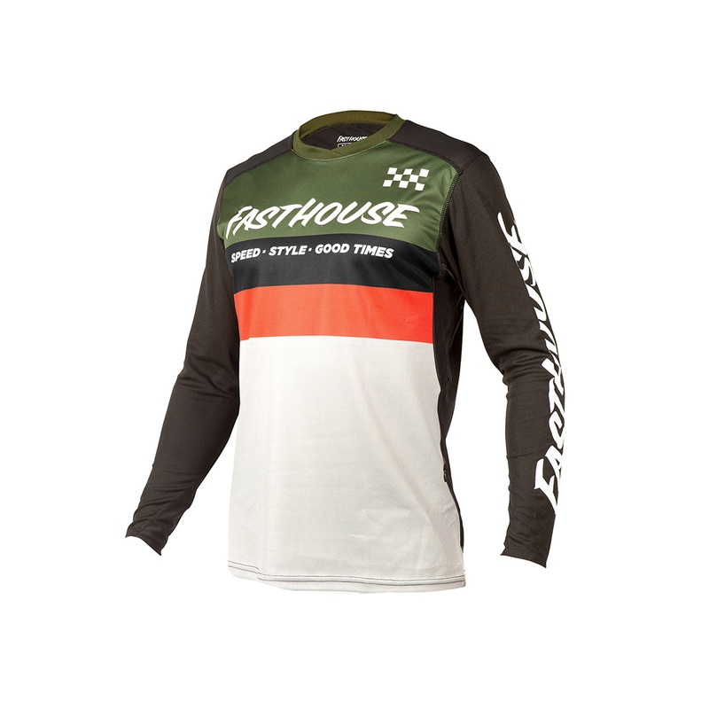 Fasthouse Alloy Kilo Long Sleeve MTB Jersey – Olive-White Olive – White Small