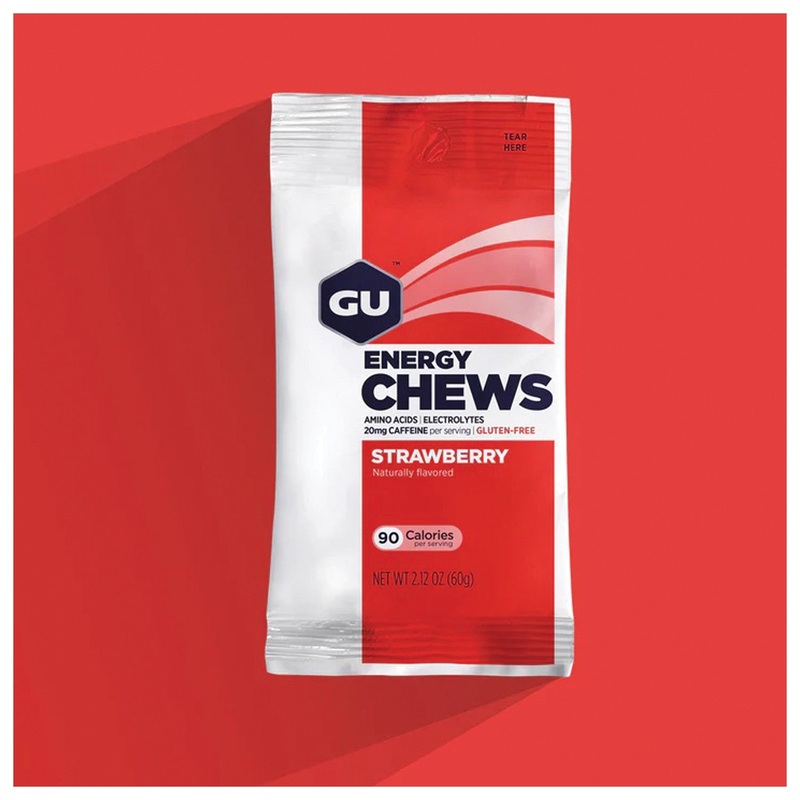 GU Energy Chews Bag – Strawberry Burst Flavor for Endurance and Energy Boost Pack of  12