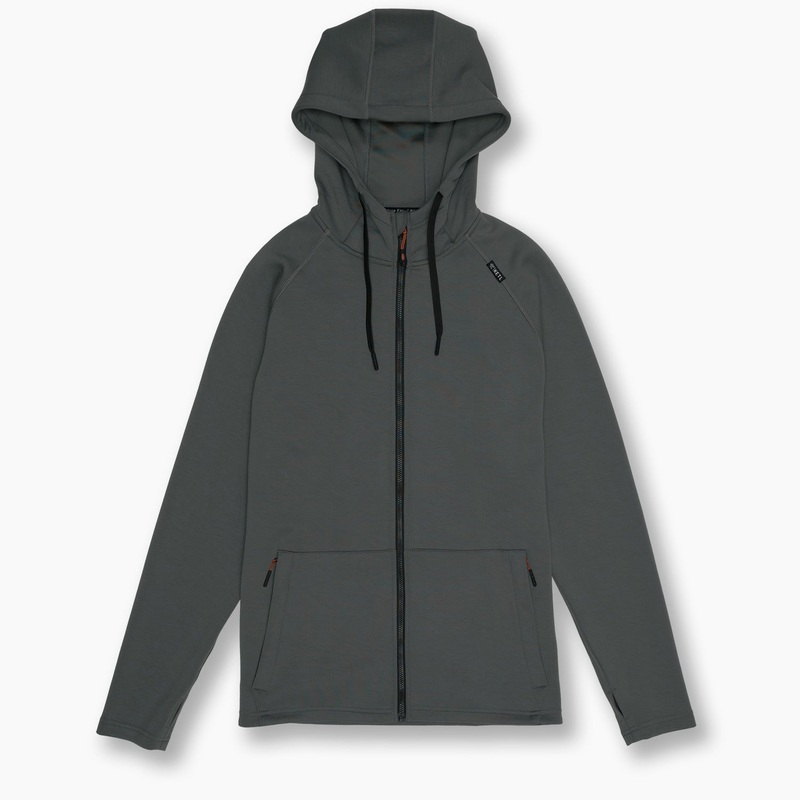 KETL Mtn Folly Active Travel Hoodie – Zipper Pockets, Stretchy, Breathable – Men’s Zip-Up V.2 Grey Small