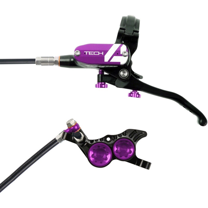 Hope Tech 4 V4 Disc Brake and Lever Set – Front, Hydraulic, Post Mount, Purple