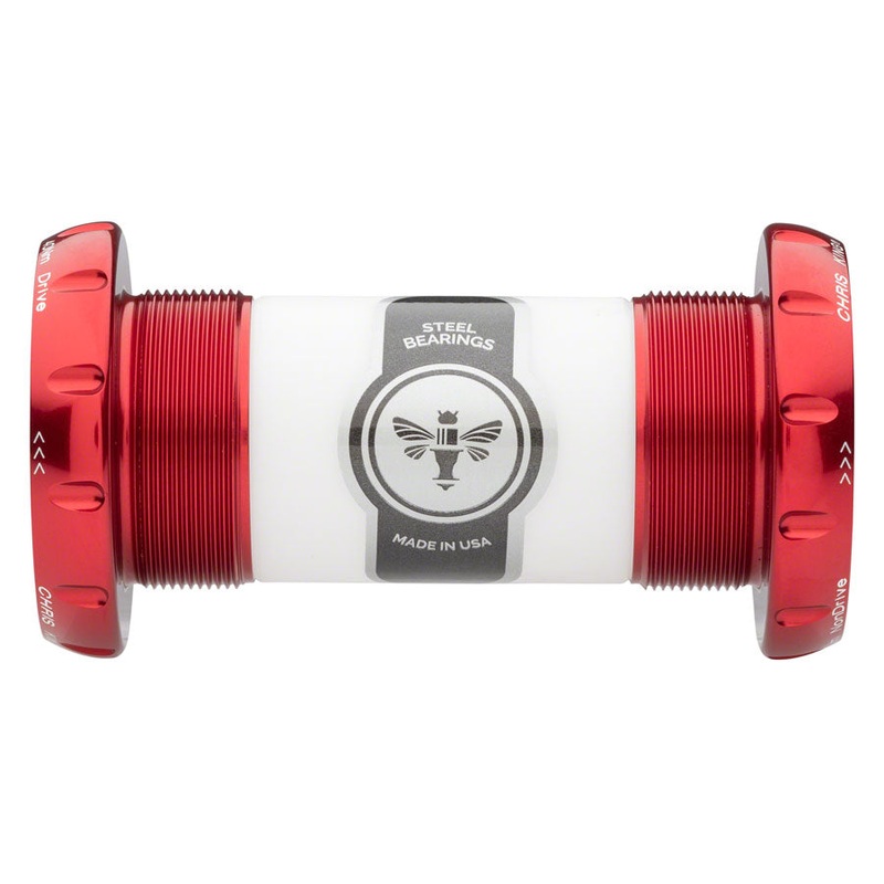 Chris King ThreadFit 30 Bottom Bracket with Fit Kit 3 – English, For 30mm Spindles, Red