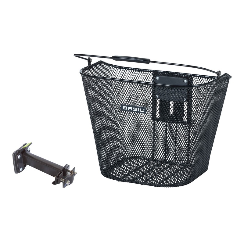 Basil Bremen Front Basket – Black Black Includes Mounting System
