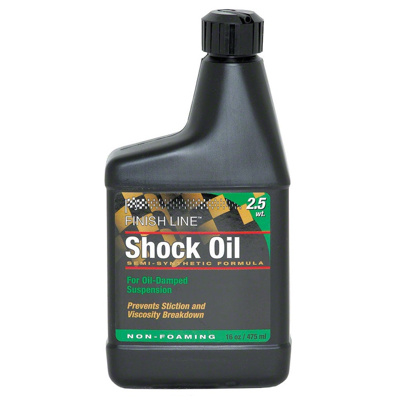 Finish Line Shock Oil 2.5W 16oz | Compatible with All Suspension Forks, Oil Damped Bikes, Low Foam Tech, Reliable Semi-Synthetic Lubricant 2.5wt