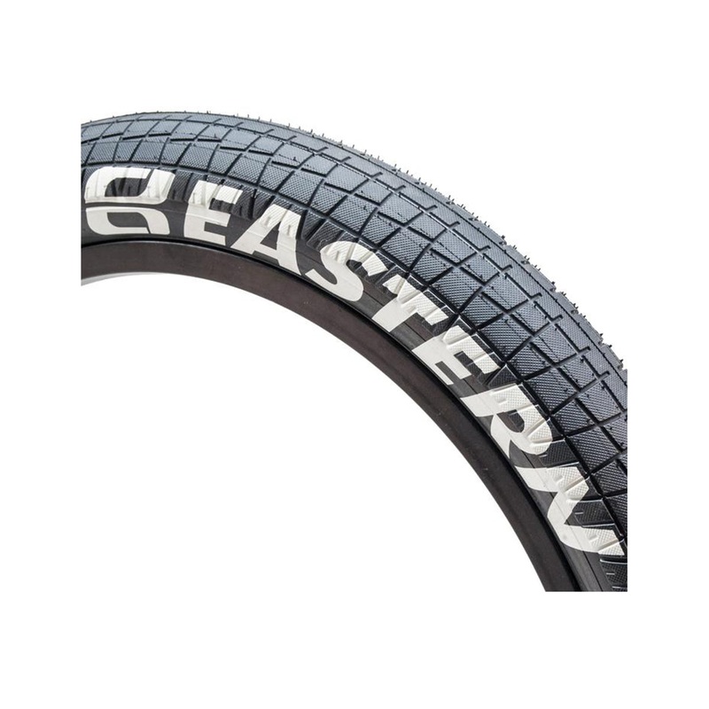 Eastern Throttle 20″ BMX Tire – Black-White Logos Black – White Logos 2.2″