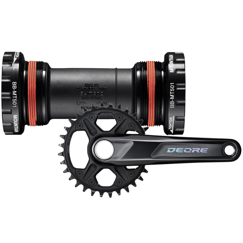Shimano MTB Bottom Bracket & Crankset Bundle – Hollowtech II, 12-Speed, 175mm, Black
