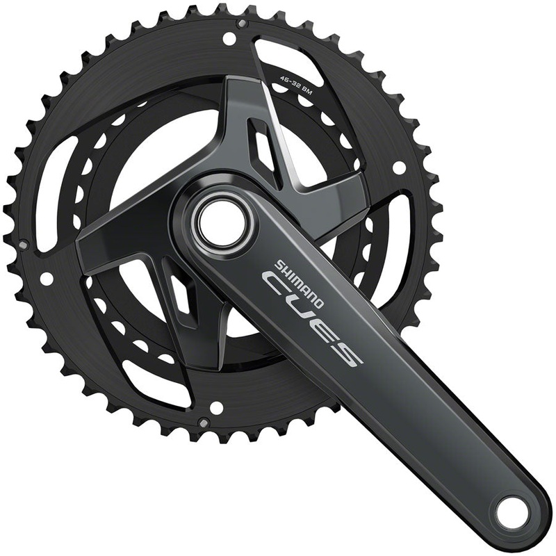 Shimano CUES FC-U8000-2 Crankset – 175mm 11-Speed 46/32t Asymmetric 96 BCD Hollowtech II BLK