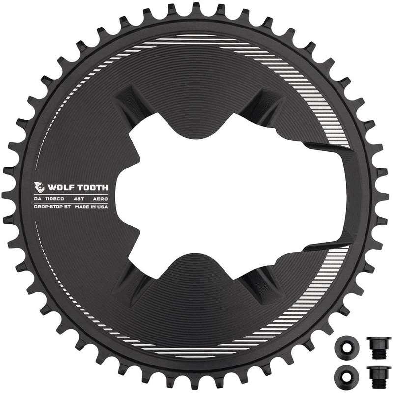 Wolf Tooth Aero Direct Mount 1x Chainring – 48t, 4-Bolt, Drop-Stop ST, Compatible with Shimano Dura-Ace R9200/R9200-P