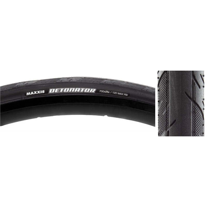 Maxxis Detonator Tire – 700 x 25 Clincher Wire Black