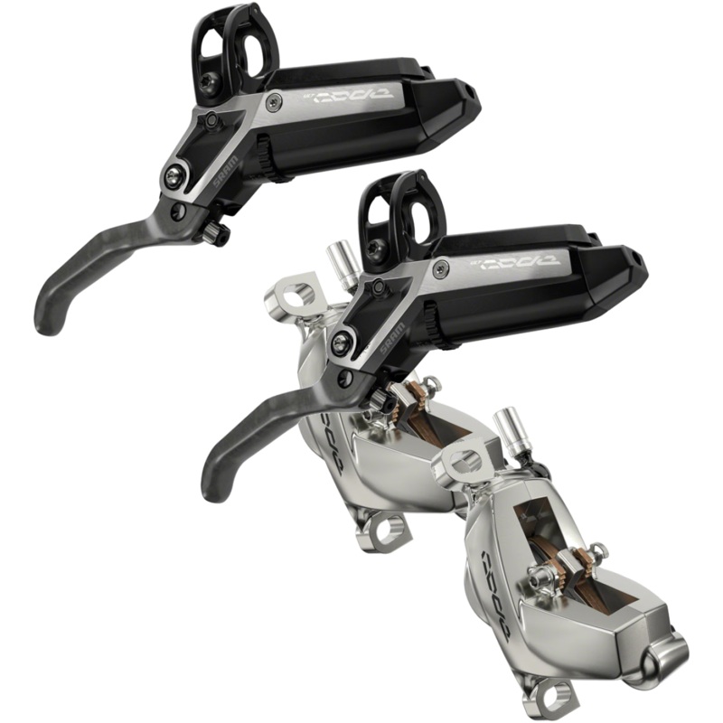 SRAM Code Ultimate Stealth Disc Brake Set Rear & Front, 4-Piston Hydraulics, Carbon Levers, Titanium Hardware