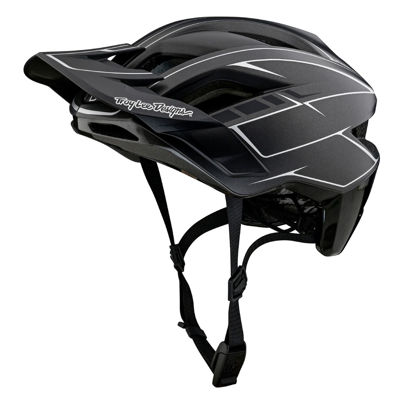 Troy Lee Designs Flowline SE MTB Helmet – Badge – Pinstripe – Charcoal-Black Charcoal – Black X-Small/Small