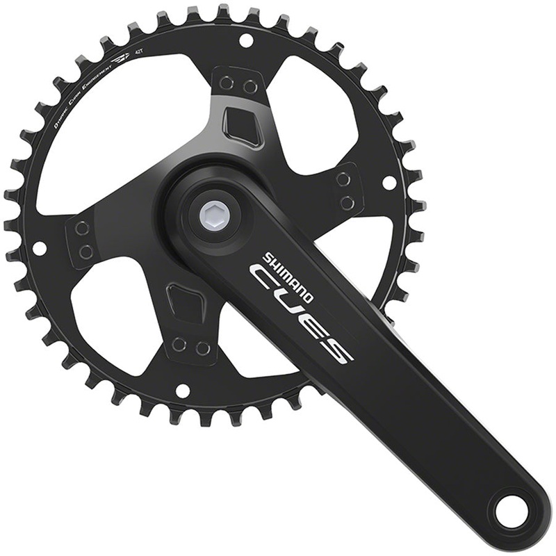 Shimano CUES FC-U4000-1 Crankset – 175mm 9/10/11-Speed 42t Riveted Square Taper JIS Spindle Interface BLK