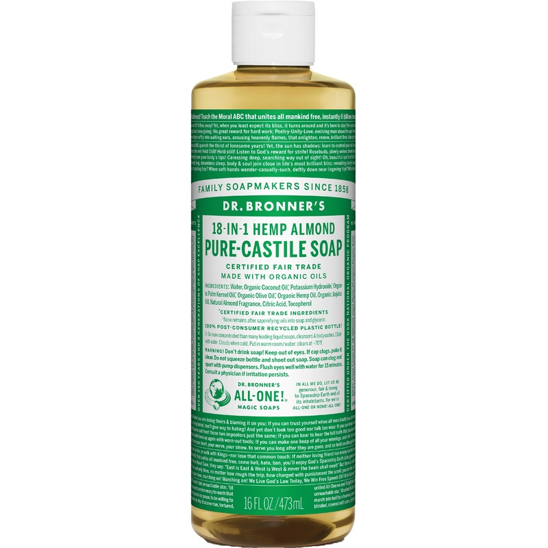 Dr. Bronner’s Almond Liquid Soap & Shampoo – 16 oz All-in-One Cleanser