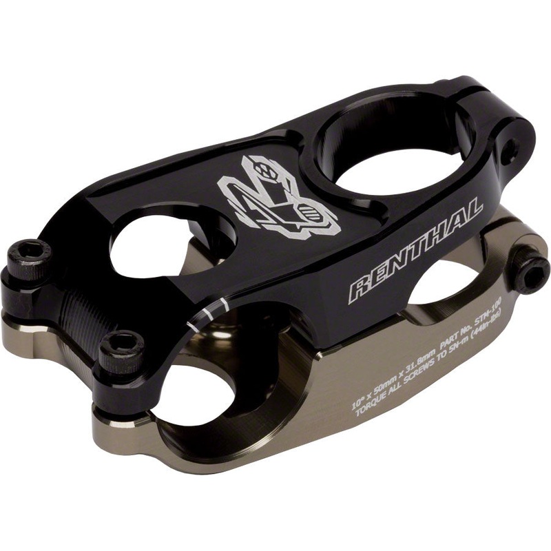 Renthal Duo Stem: 50mm, +10 degree, 31.8mm, 1-1/8″, Black/Gold