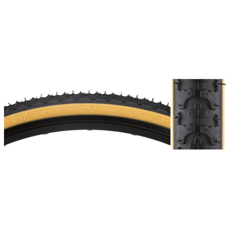 Sunlite Hybrid V-Track 27″ Wire Tire – Black-Tan Black – Gum 1.3/8″