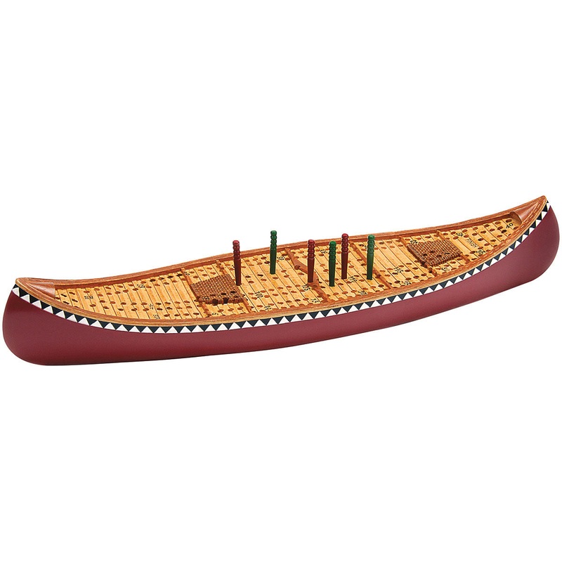 Outdoor & Indoor Resin Cribbage Boards Collection  Hand-Painted, Portable Game Sets with 6 Pegs for Classic Fun & Durability CANOE