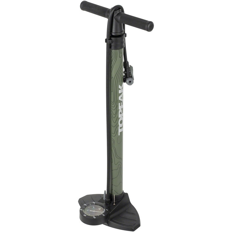 Topeak Joeblow Mountain II Floor Pump – Steel Barrel / Plastic Base, 3.5″ Gauge, 60 Psi /4 Bar, Twinhead