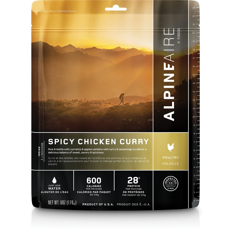 Premium Alpine Aire Dehydrated Meal Kits  Spicy Chicken Curry & Pasta Primavera for Camping, Backpacking, and Outdoor Adventure, 5-7 oz SPICY GRILLED CURRY
