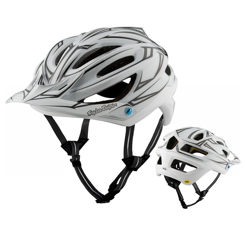 Troy Lee Designs A2 MIPS MTB Helmet – Pinstripe – White-Reflective White – Reflective Medium/Large