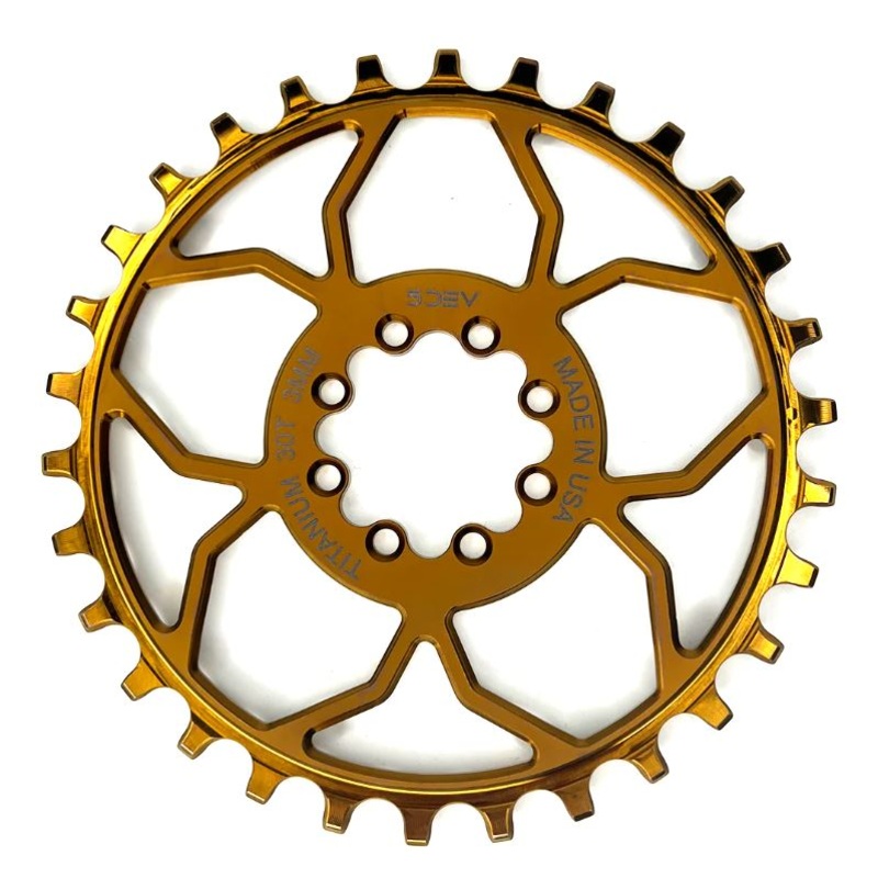 5Dev 8 Bolt Titanium T-Type Chainring, Bronze, 3mm Offset 30