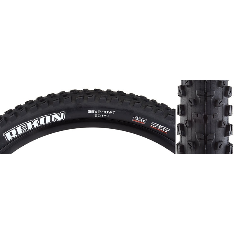 Maxxis Rekon Tire – 29 x 2.4 Tubeless Folding Black Dual EXO Wide Trail