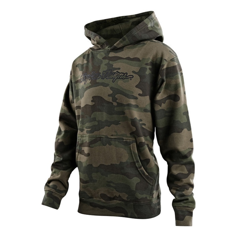 Troy Lee Designs Signature Pullover Hoodie – Youth – Camo Green Camo Green Small