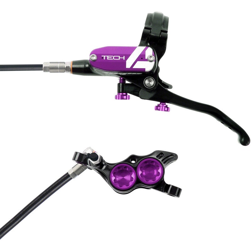 Hope Tech 4 E4 Disc Brake and Lever Set – Front Hydraulic Post Mount Purple